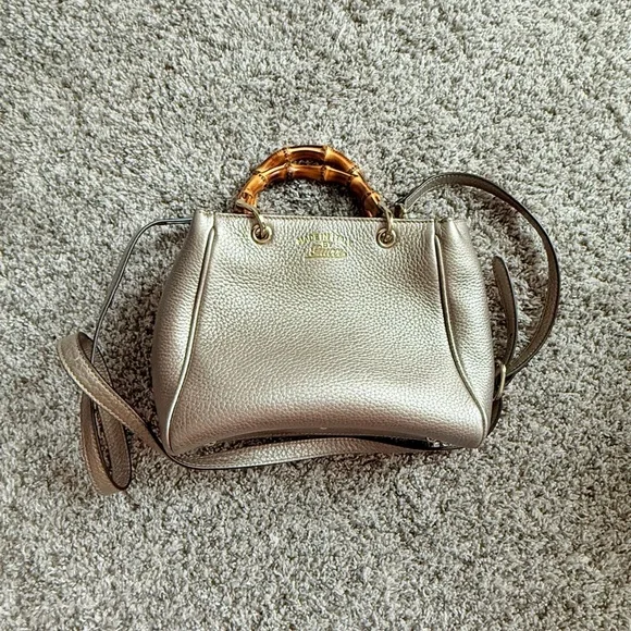 Gucci Metallic Bamboo-Handle Crossbody Bag